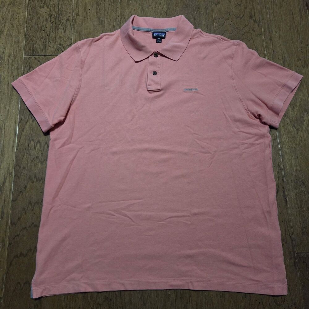 Patagonia Belwe Pique Polo Men’s 2XL Coral Organic Cotton Shirt 52381
